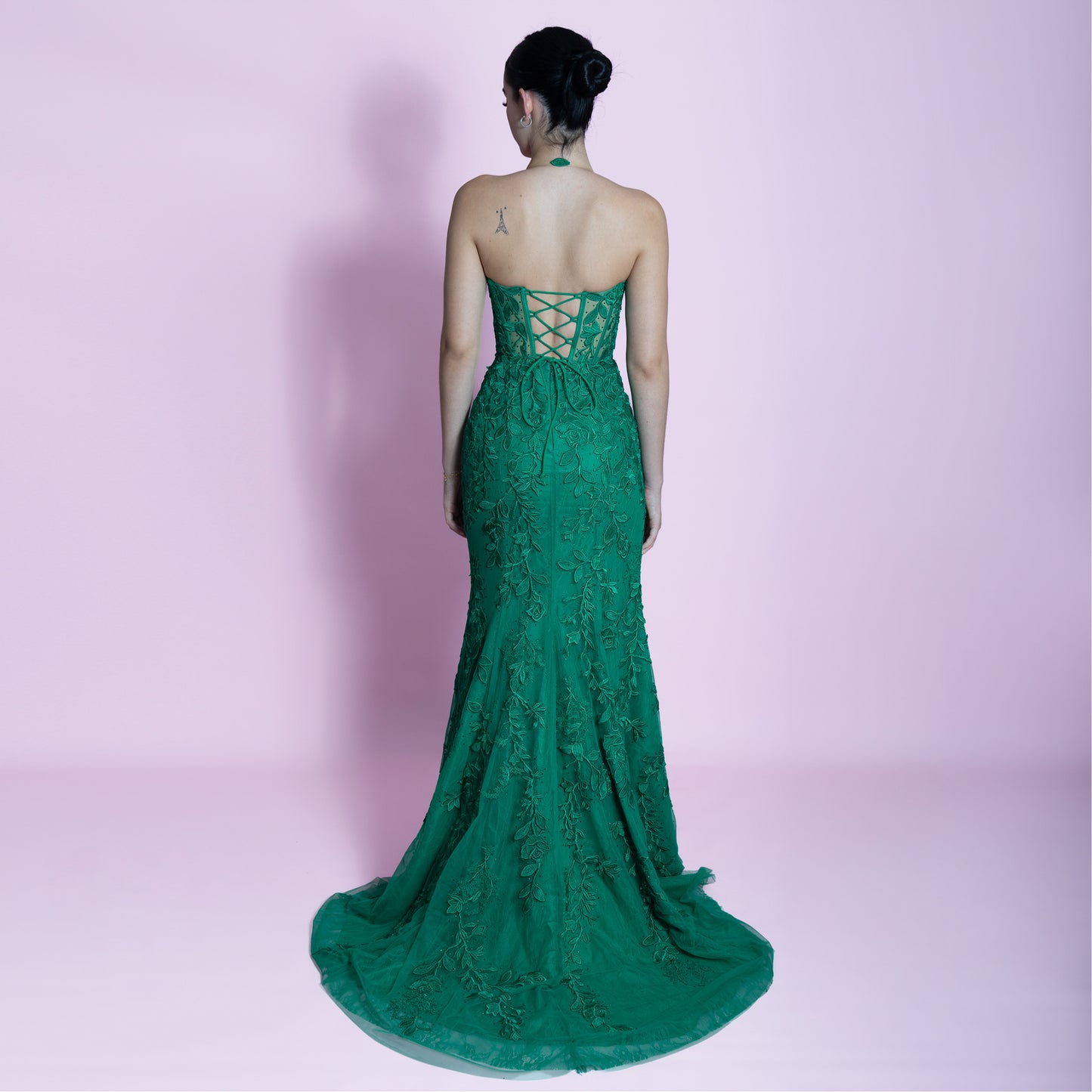Sherri Hill Leaf Lace Corset Gown