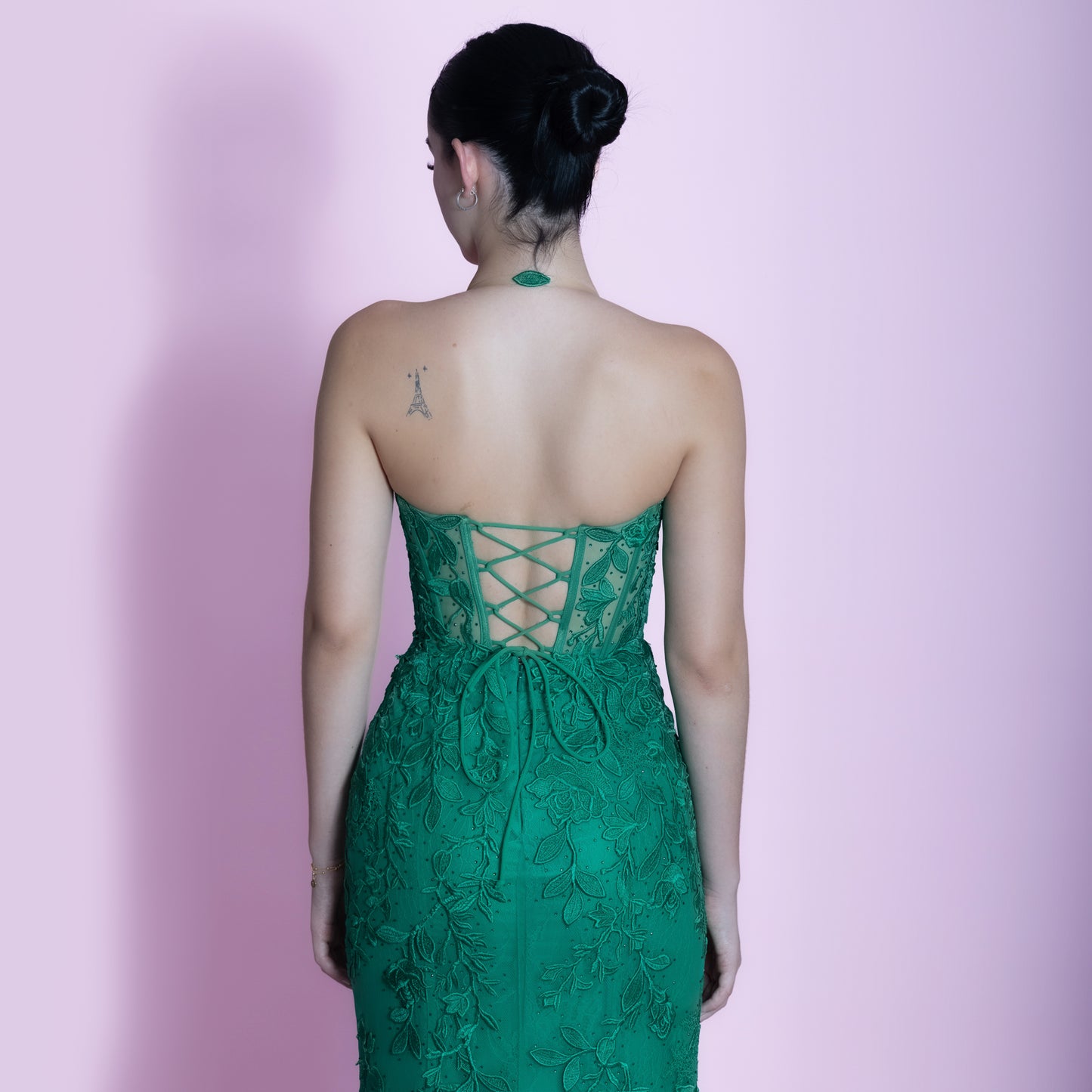 Sherri Hill Leaf Lace Corset Gown