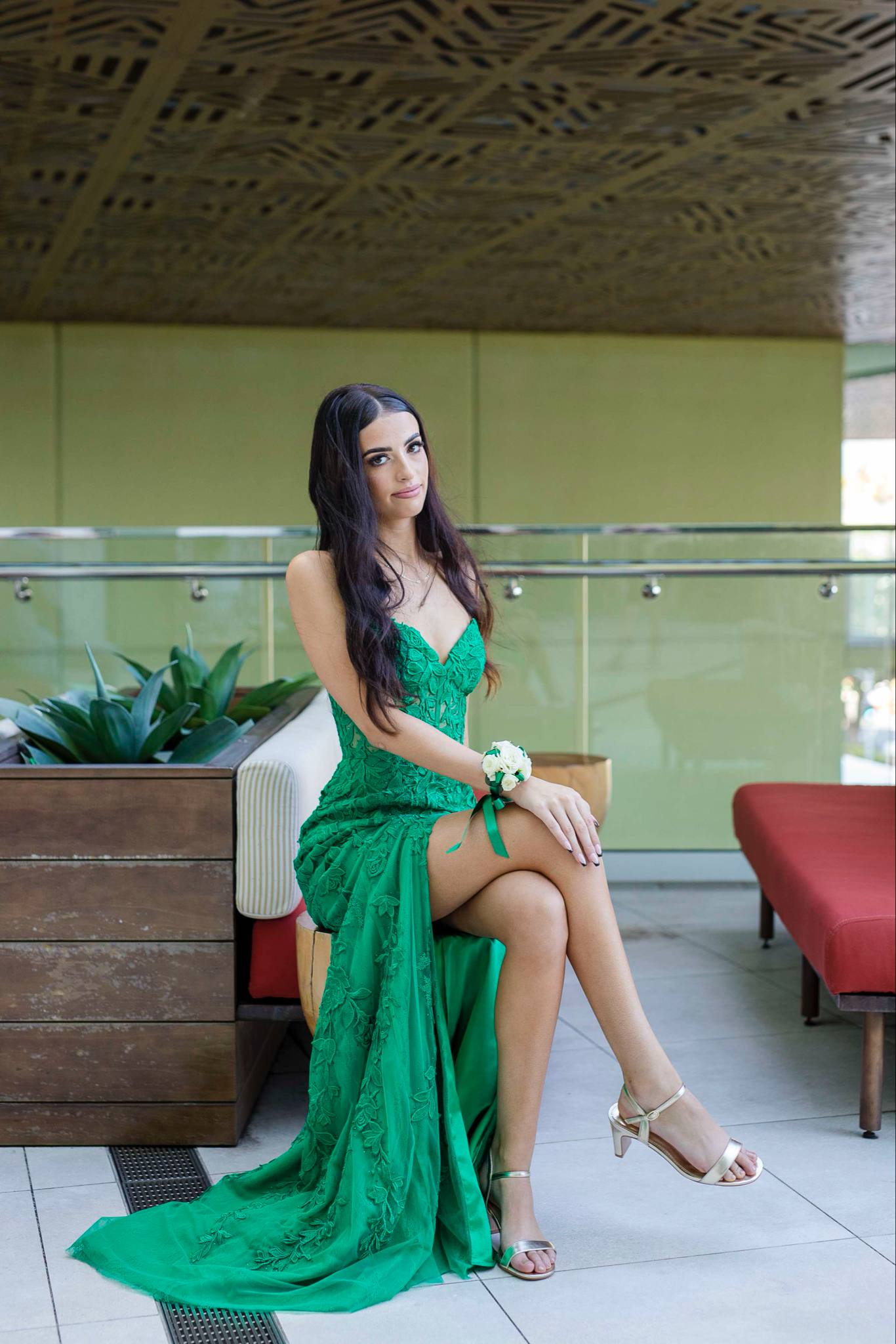 Sherri Hill Leaf Lace Corset Gown